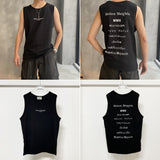 Real shot, in-stock, eight-language text print, sleeveless tank top for men