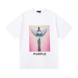 Purple br@nd comfy basics letter logo printing short-sleeved fog american street t-shirt