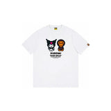 Top-tier! sanrio ou family summer bape seamless crewneck g pure cotton short-sleeve t-shirt for men