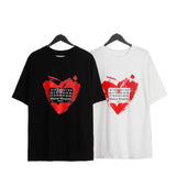 Pure cotton heart round neck short sleeve valentine's day limited tee