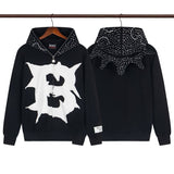 streetwear zip hoodie cartoon letter print zip-up sweatshirt and pants camouflage set