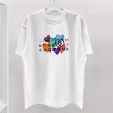 Colorful love crew neck digital print t-shirt - summer pure cotton short sleeve