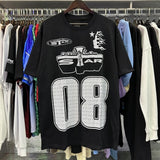 Hs-f summer collection: fog high street washed & distressed heavyweight crew neck graphic tee - couple's style