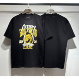 amri flow paint graffiti letter starry sky classic logo print short sleeve couple t-shirt