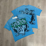 First row american trend high quality washed retro hot diamond casual short-sleeved t-shirt