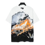 High version gods short sleeve heavy weight washed fog high street rock band skull pure cottonprinting round