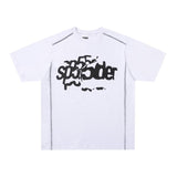 Spder hip hop singer youngthug foam letter couple short-sleeved t-shirt full of diamonds shorts