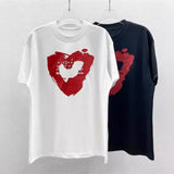 Real shot of heart graffiti hand-painted digital digital printing short-sleeved t-shirt