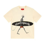 High version gods short sleeve heavy weight washed fog high street rock band skull pure cottonprinting round