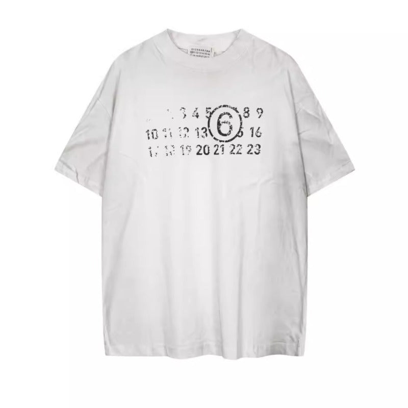 Distressed digital print cotton short-sleeve t-shirt