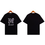 Cross-border pa spray-painted letter short-sleeved palm tree fog high street graffiti logo t
