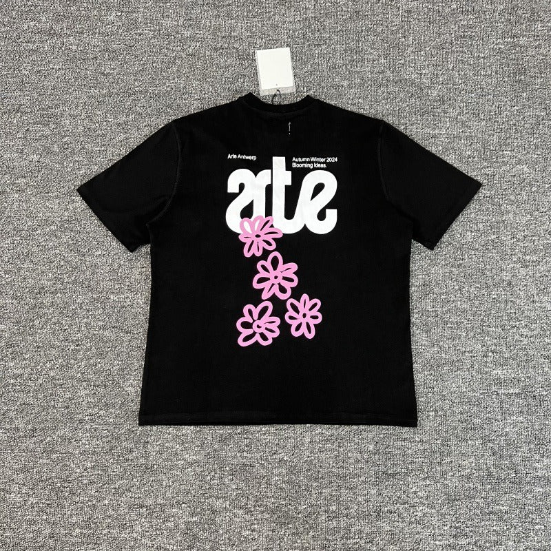 Arte summer tshirt student tops blue rose printing t-shirt casualloose short sleeve trendy