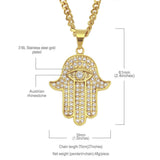 Jewelry Hip Hop Diamond Fatima Hand Necklace