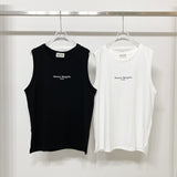 Real shot, in-stock, eight-language text print, sleeveless tank top for men