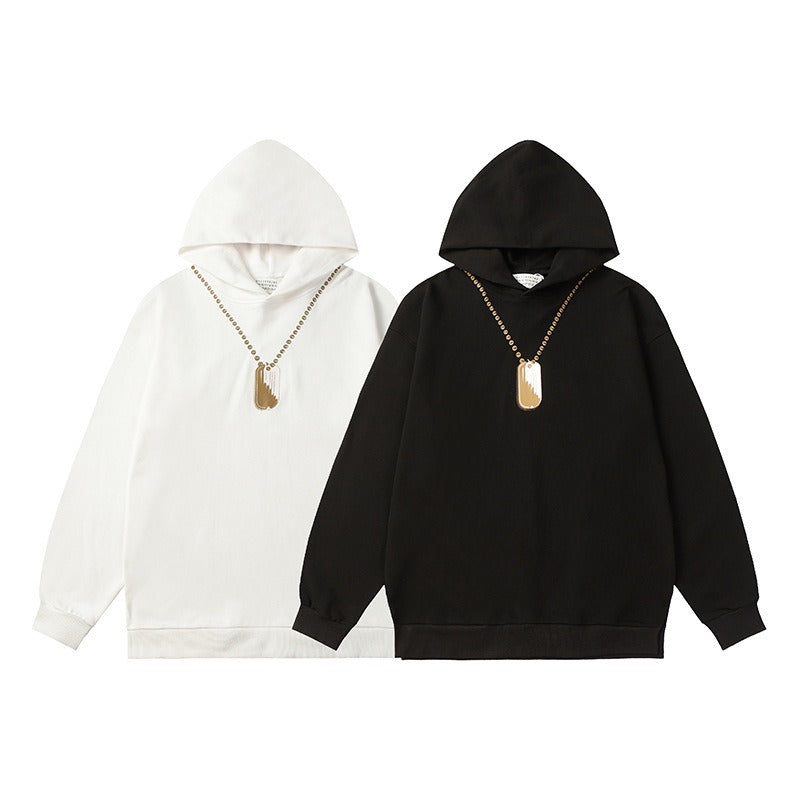 Autumn pendant necklace printed oversized hoodie