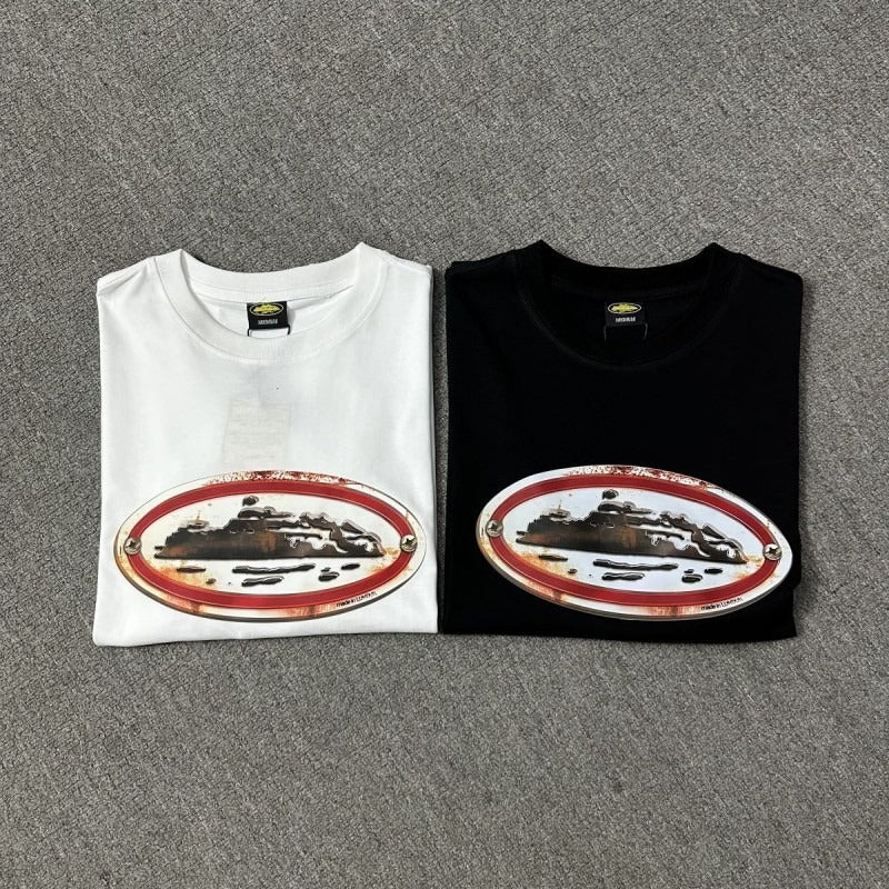 Wholesale foreign trade corteiz devil's island letter logo print short sleeve fog high street couple oversized t-shirt