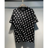 [gram] am peace dove flowing paint graffiti letter starry sky classic logo printing short sleeve couple t-shirt