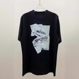 American style crinkle newspaper letter print short sleeve t-shirt for men and women - high street fashion