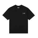 Ready-to-ship, actual product photos: minimalist short-sleeve summer t-shirt with reverse logo print and lettering