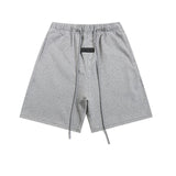 essential double line fog shorts icon laminated stereo letter round neck couple pullover
