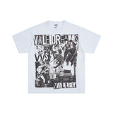 American retro valeforever washed & distressed hotfix rhinestone cotton short sleeve high street star t-shirt
