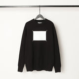 Embroidered letter crew neck long sleeve cotton sweater
