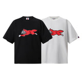 Bbc american high street ice cream flying dog printing short sleeve t-shirt casualshortsloose half lengthjeans summer