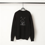 Embroidered letter crew neck long sleeve cotton sweater