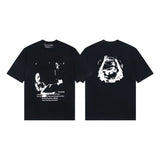 Mopey rich second generation xia loose version beautiful trendy quiet eyes printing round neck short sleeve t-shirt high street