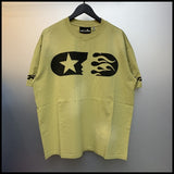 Hs american high street retro washed portrait short-sleeved t-shirt long sleeves sweatshirt hoodie