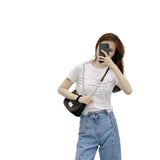 Mathematical symbol print minimalist cotton short-sleeve t-shirt