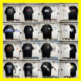 [gram] am peace dove flowing paint graffiti letter starry sky classic logo printing short sleeve couple t-shirt
