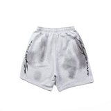 Hip-hop shorts american high street retro mud dyed distressed hell shorts number printing half length pants trendy