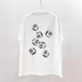 Simple, heavyweight, dice-pattern printed, pure cotton, plus-size short-sleeve t-shirt