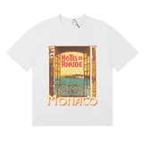 Rhude T Shirts Windowsill Seaview Printing Cotton Casual Short Sleeve Men and Women