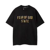 Fog icon double line essentials american high street summerloose couple short sleeve trendy heavy weight t-shirt