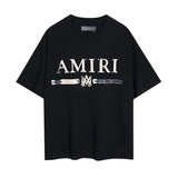 amri washed distressed tiger head number & letter logo short sleeve t-shirt