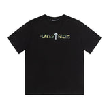 trap gradient letter tiger head short sleeve european and american high street trap star printing t-shirt loose s