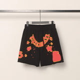 Spder hip-hop singer hotfix rhinestone foil letter print short sleeve t-shirt & rhinestone embellished shorts set (couple's style)