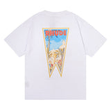 Rhude T Shirts Oil Painting Clock Coconut Tree Print Short Sleeves