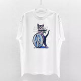 Cute kitten graphic crew neck hd print short sleeve t-shirt - perfect for couples
