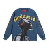 Cross-border wholesale american trend skull metal rock band robot bottom shirt pure cotton looselong sleevest