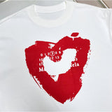 Real shot of heart graffiti hand-painted digital digital printing short-sleeved t-shirt