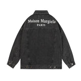 Maison margiela mengyaoletterprinting lapel easiest for match denim jacketoutwear