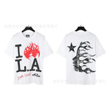american trend high quality loose t-shirt pure cotton front and rear high-definition printing casualcoupletrendy short sleeves