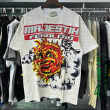 MAJESTIK T Shirts Solar Garment Dyed Printing Crop Tee Hot Drill