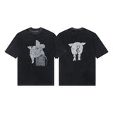 Mopey rich second generation xia loose version beautiful trendy quiet eyes printing round neck short sleeve t-shirt high street