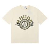Rhude T Shirts Sturgeon Caviar Printed Cotton Short Sleeves Men and Women