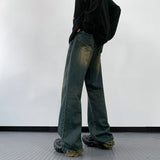 Unisex Jeans Casual Vintage Niche Rivet Trousers