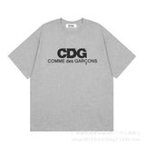 Correct version star kawakubo pla heartembroider short-sleeved pure cotton red heart peach couple t-shirt y